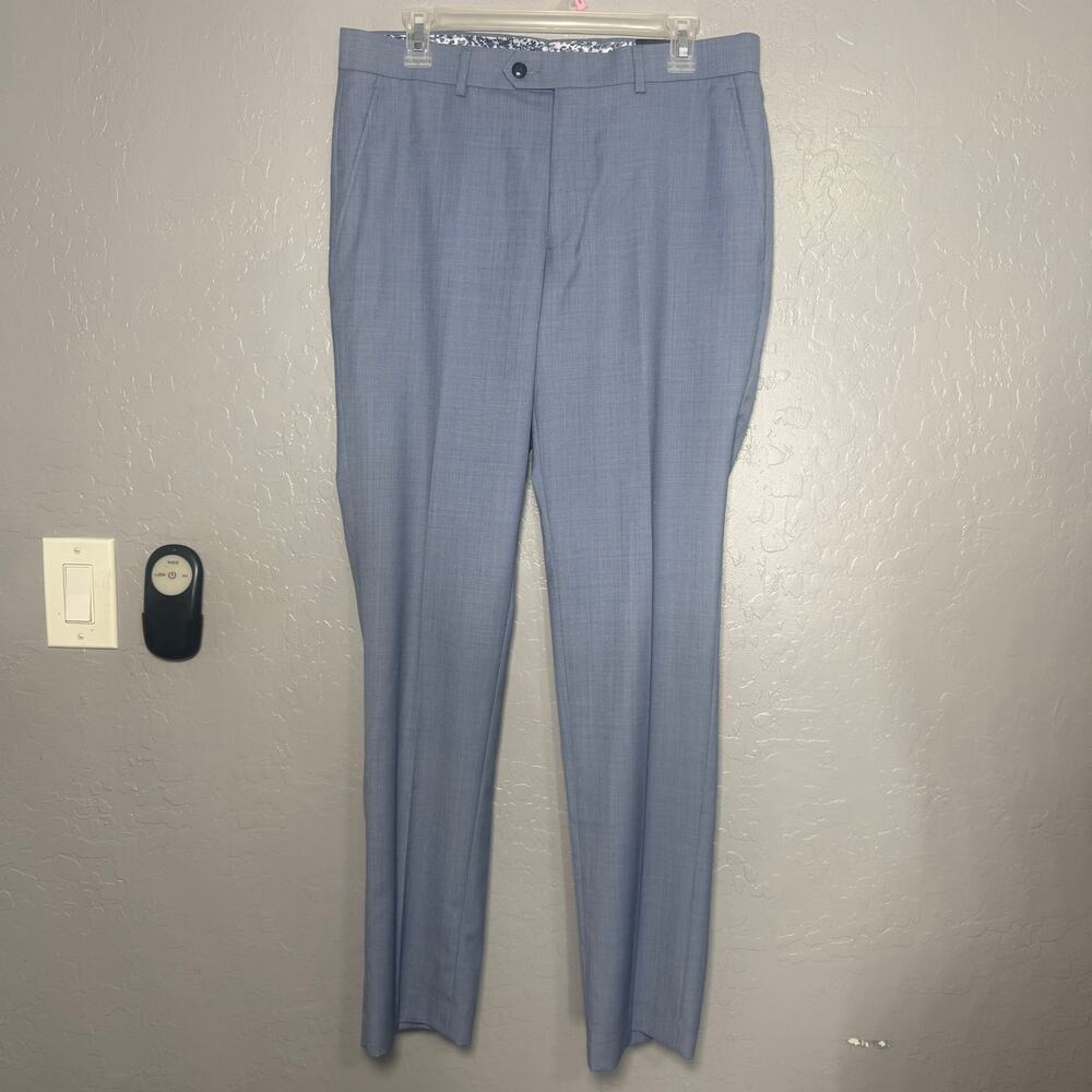 NWT Bar III Slim Fit Suit Pants Mens 32x32 Light Blue Stretch Wool Blend Dress